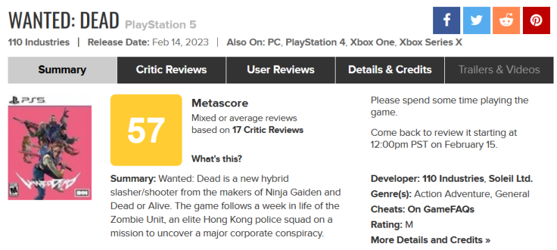 "Кривой олдскул": Wanted: Dead получила первые оценки — средний рейтинг не дотягивает до 60 баллов на Metacritic